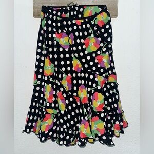 Vibrant Floral Polka Dot A-Line Skirt